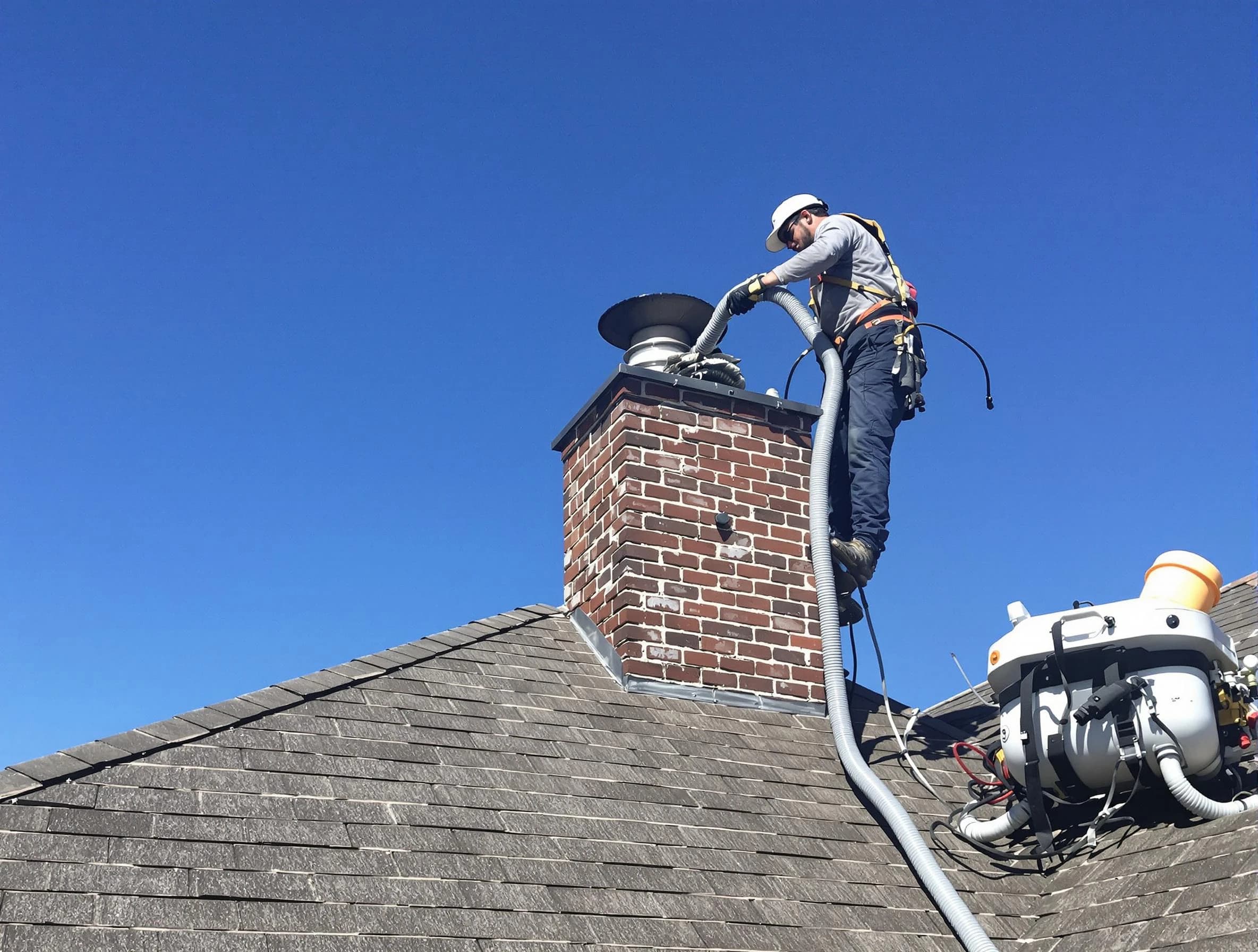 Dedicated Mead Chimney Sweep team member cleaning a chimney in Mead, CO