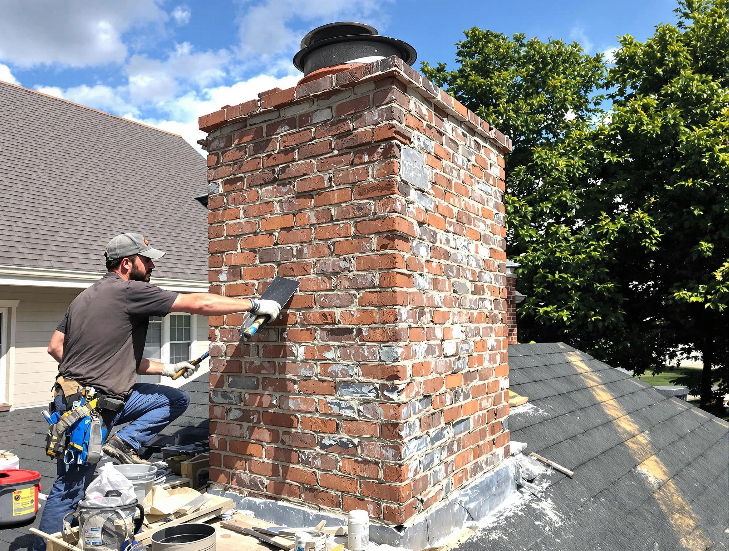 Completed chimney rebuild by Mead Chimney Sweep in Mead, CO