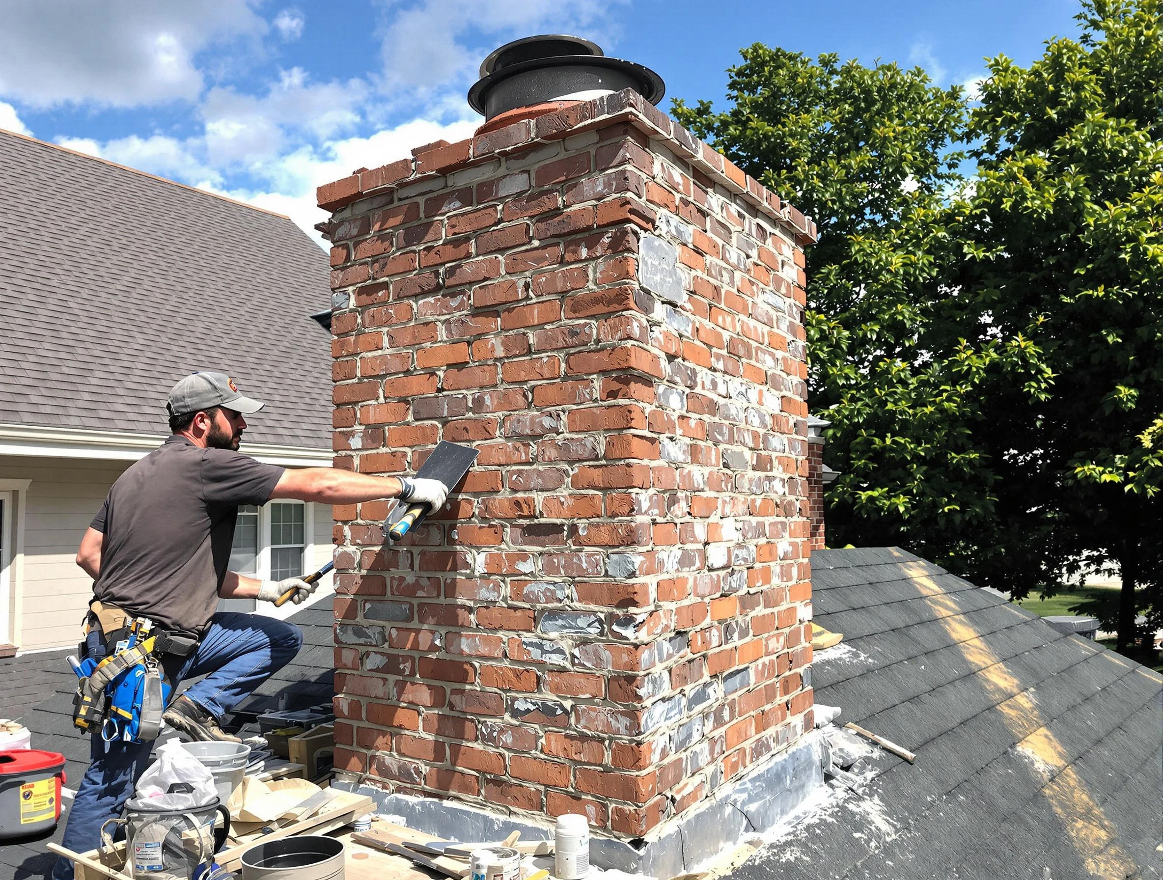 Completed chimney rebuild by Mead Chimney Sweep in Mead, CO
