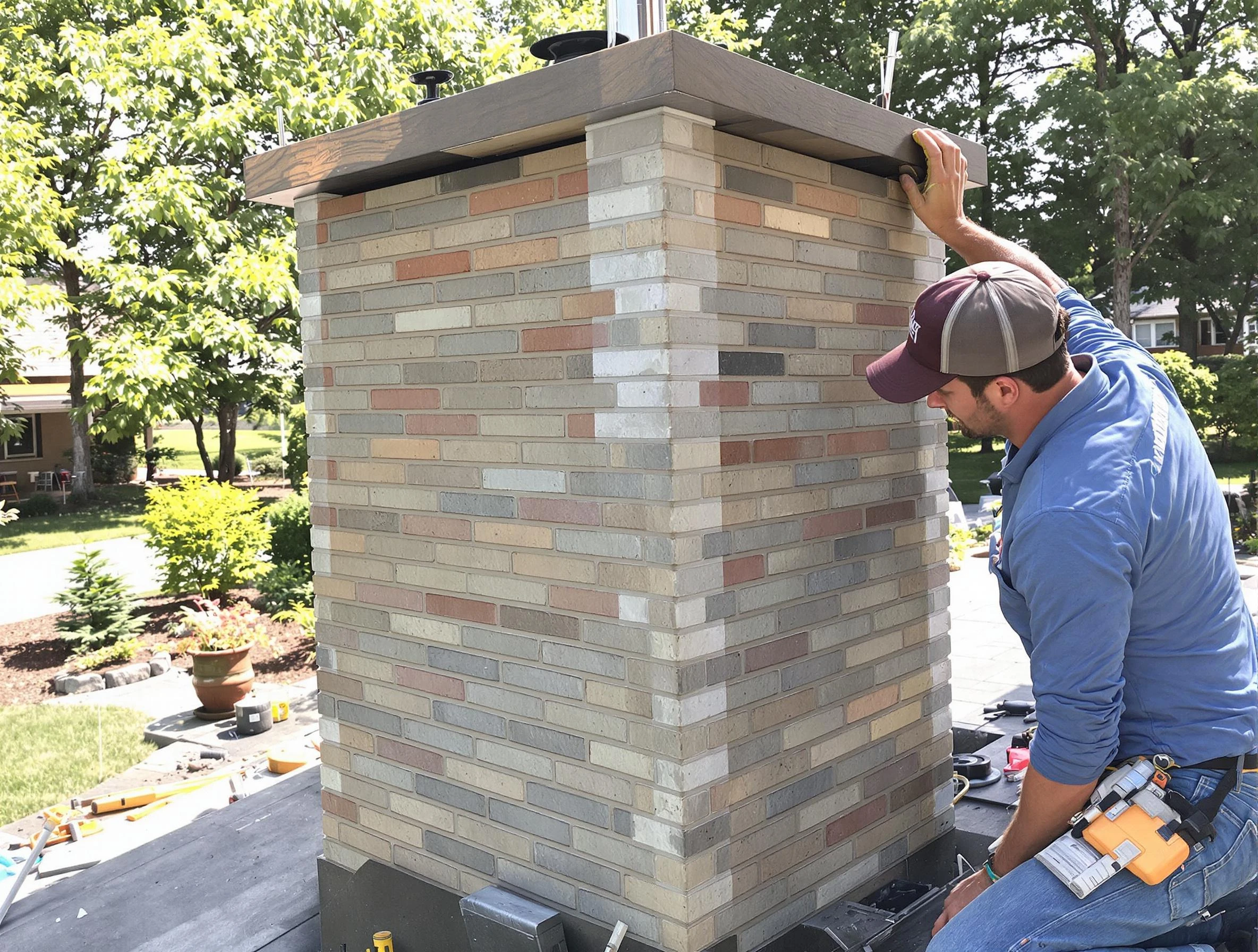 Mead Chimney Sweep completing a modern chimney remodel in Mead, CO