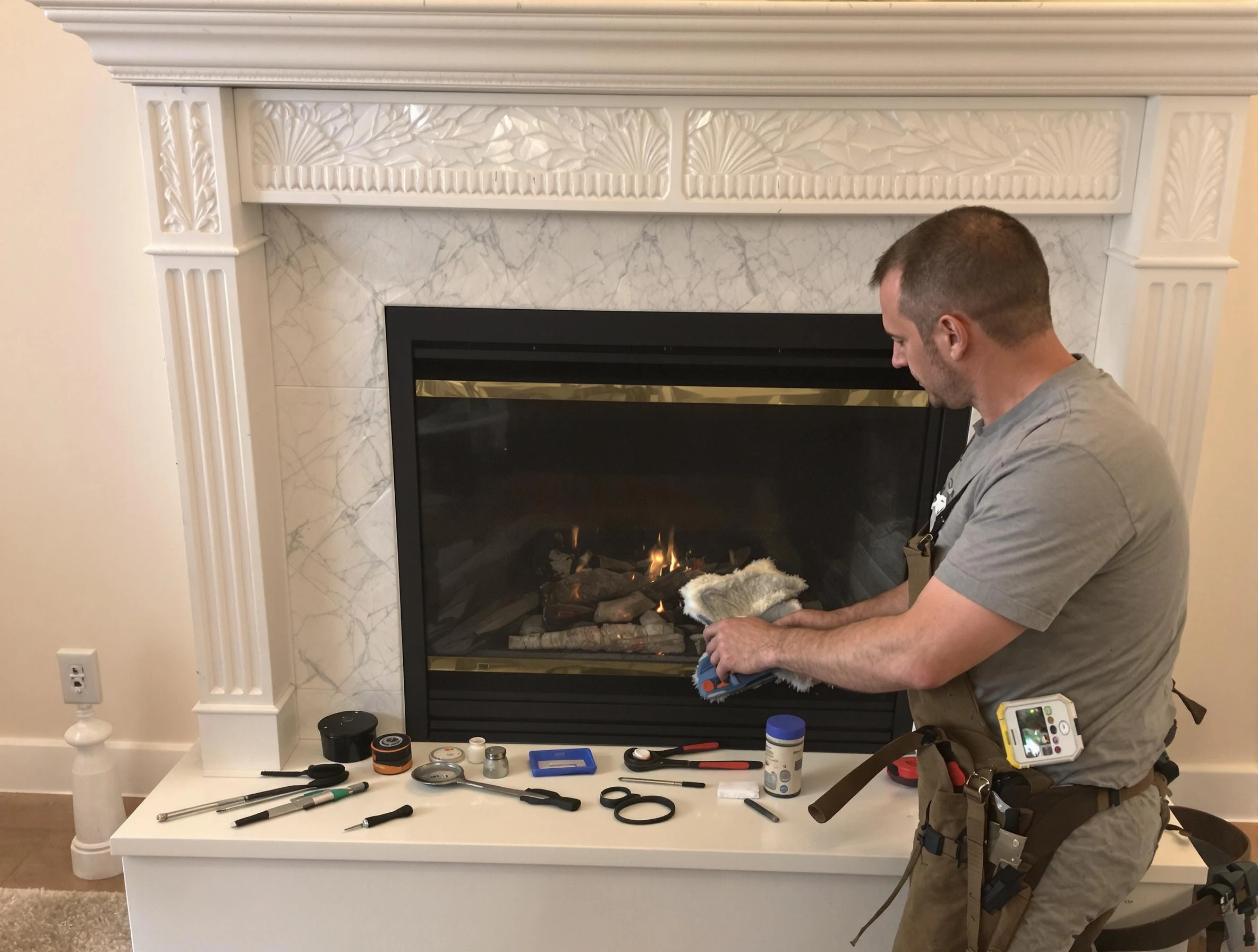 Mead Chimney Sweep performing fireplace maintenance in Mead, CO